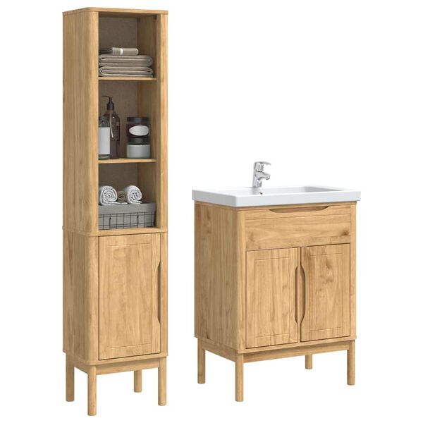 vidaXL Ensemble de mobilier de salle de bain FLORO 2 pcs Cire marron