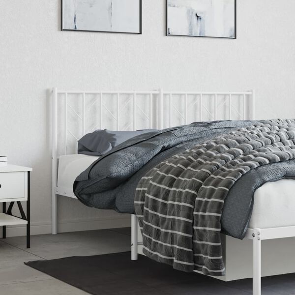 vidaXL T&ecirc;te de lit de remplacement m&eacute;tal blanc 150 cm