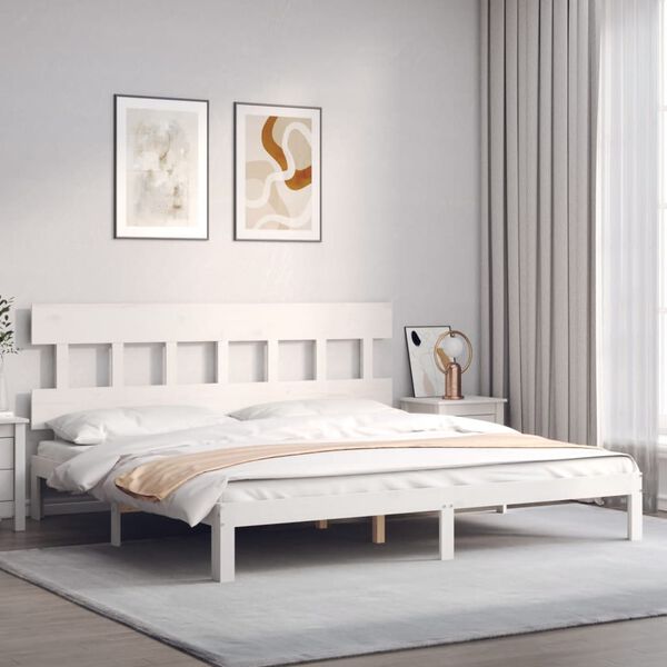 vidaXL Cadre de lit sans matelas blanc 200x200 cm bois massif de pin