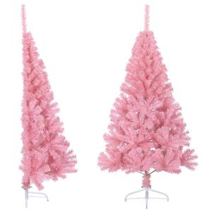 vidaXL Demi sapin de No&euml;l artificiel avec support Rose 150 cm PVC