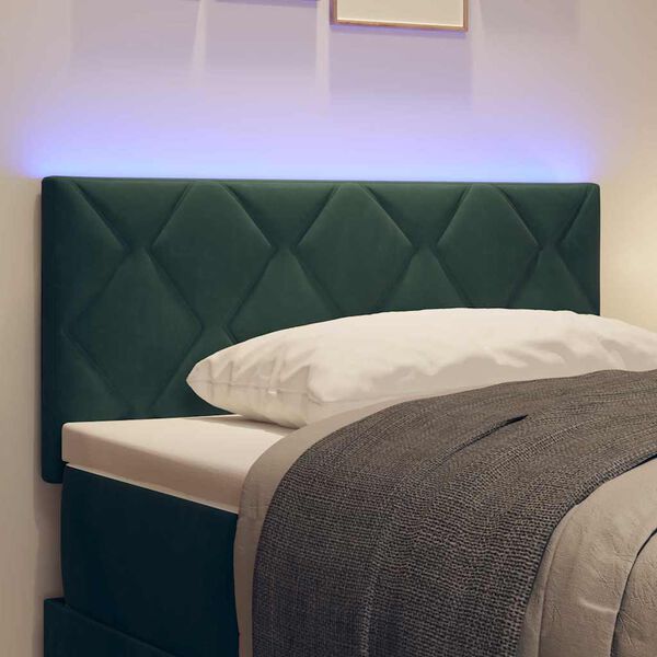 vidaXL T&ecirc;te de lit LED Vert fonc&eacute; 90 cm Cuir synth&eacute;tique