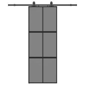 vidaXL Porte coulissante kit quincaillerie noir 76x205 cm verre tremp&eacute;