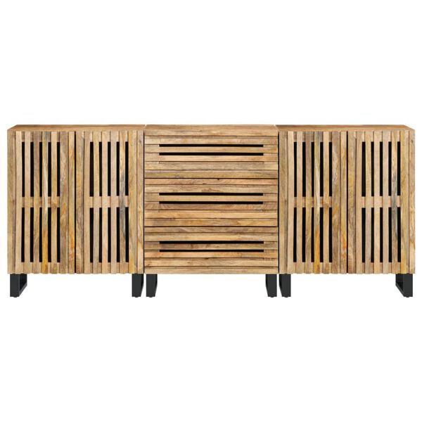 vidaXL Buffets 3 pcs 60x34x75 cm bois de manguier massif brut