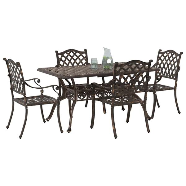 vidaXL Ensemble de salle &agrave; manger pour jardin 5 pcs Bronze Aluminium