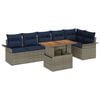 vidaXL Ensemble de canap&eacute; de jardin 7 pc Gris et bleu marine polyrotin