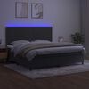vidaXL Sommier &agrave; lattes de lit matelas et LED Gris fonc&eacute; 200x200 cm