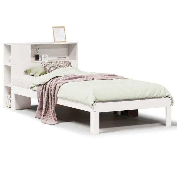 vidaXL Lit biblioth&egrave;que sans matelas blanc 100x200 cm bois pin massif