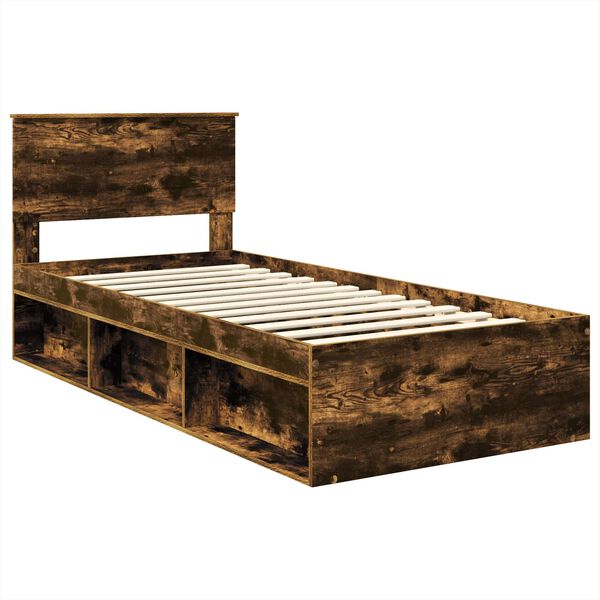 vidaXL Cadre de lit Ch&ecirc;ne fum&eacute; 75 x 190 cm Bois d'ing&eacute;nierie