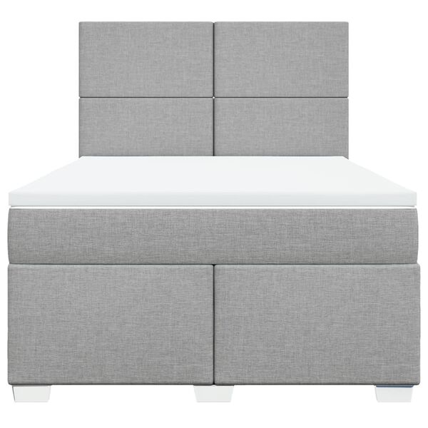 vidaXL Sommier &agrave; lattes de lit avec matelas Gris clair 140x190cm Tissu