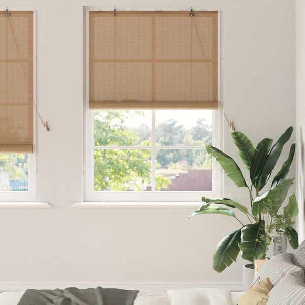 vidaXL Store enrouleur avec des rideaux Marron 110 x 220 cm Bambou