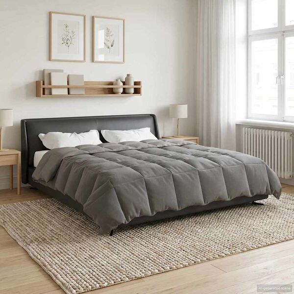 vidaXL Duvet complet toute l'ann&eacute;e Gris clair 200 x 200 cm Microfibre