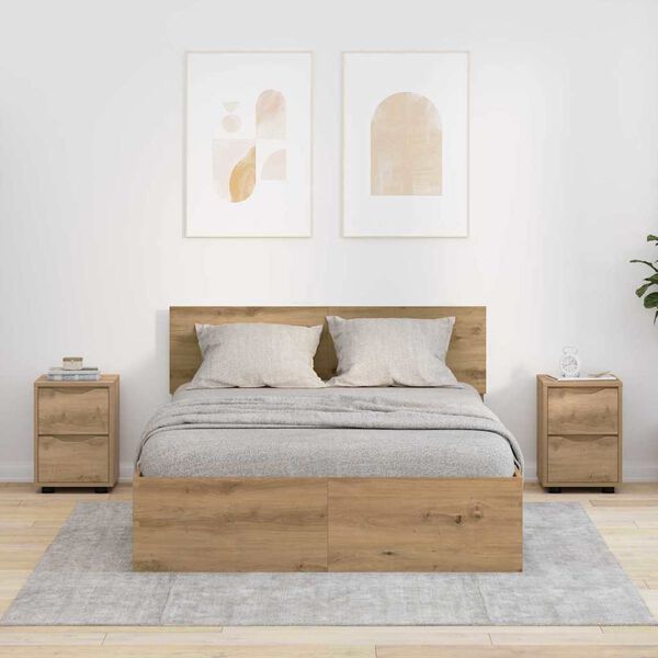 vidaXL Tables de chevet 2 pcs Ch&ecirc;ne artisanal 30,5 x 30 x 43 cm