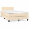 vidaXL Sommier &agrave; lattes de lit matelas et LED cr&egrave;me 120x190 cm tissu