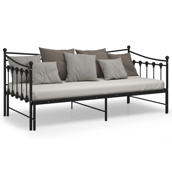 vidaXL Cadre de canap&eacute;-lit extensible sans matelas Noir M&eacute;tal 90x200cm