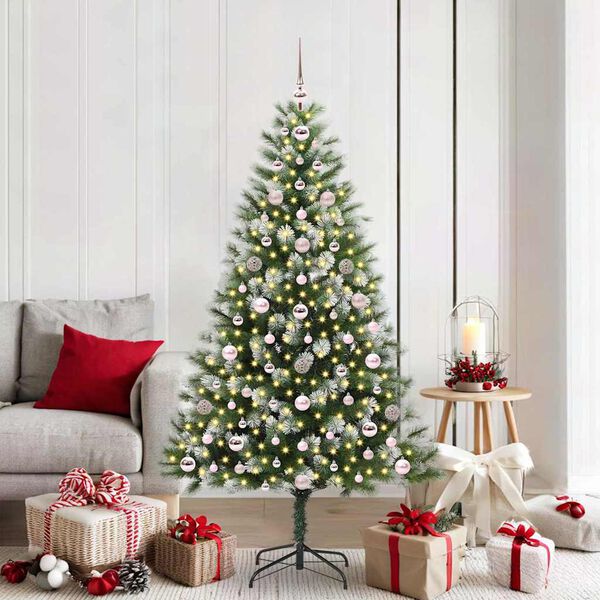 vidaXL Sapin de No&euml;l artificiel &agrave; charni&egrave;re avec neige en flocons