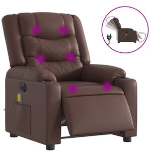 vidaXL Fauteuil de massage inclinable &eacute;lectrique marron similicuir