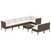 vidaXL Salon de jardin 9 pcs avec coussins r&eacute;sine tress&eacute;e marron