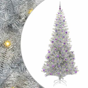 vidaXL Sapin de No&euml;l avec 300 LED avec support Argent 240 cm PET