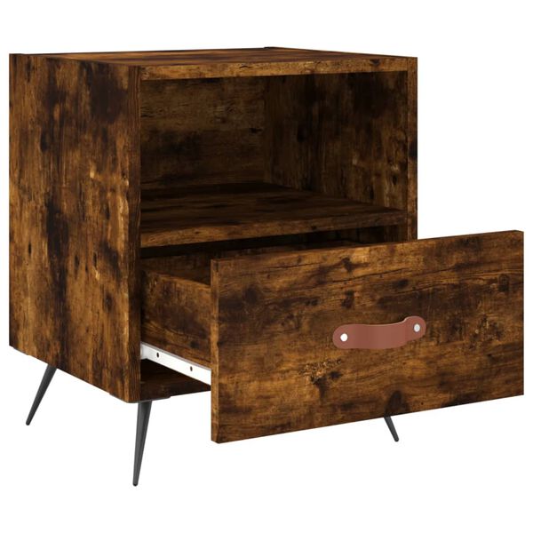 vidaXL Table de chevet ch&ecirc;ne fum&eacute; 40x35x47,5 cm bois d&rsquo;ing&eacute;nierie