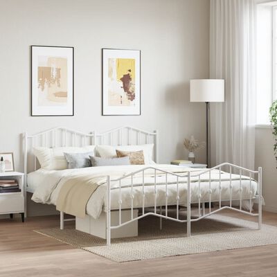 vidaXL Cadre de lit métal sans matelas et pied de lit blanc 183x213 cm