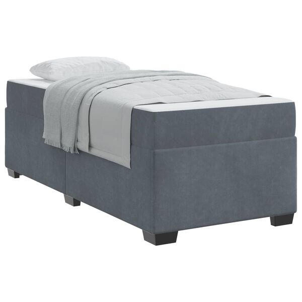 vidaXL Cadre de lit avec matelas Gris fonc&eacute; 90 x 190 cm tissu