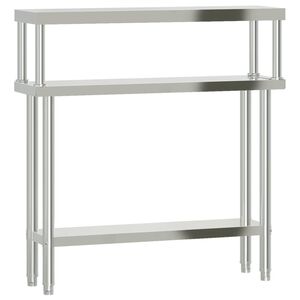 vidaXL Table de travail de cuisine avec &eacute;tag&egrave;re 110x30x120 cm inox
