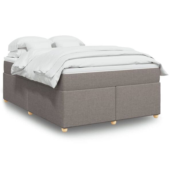 vidaXL Sommier à lattes de lit avec matelas Taupe 140x200 cm Tissu