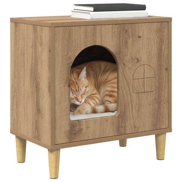 vidaXL Maison pour chat Ch&ecirc;ne artisan 51 x 30 x 52 cm