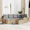 vidaXL Ensemble de canap&eacute; de jardin 7 pcs Beige Poly rotin
