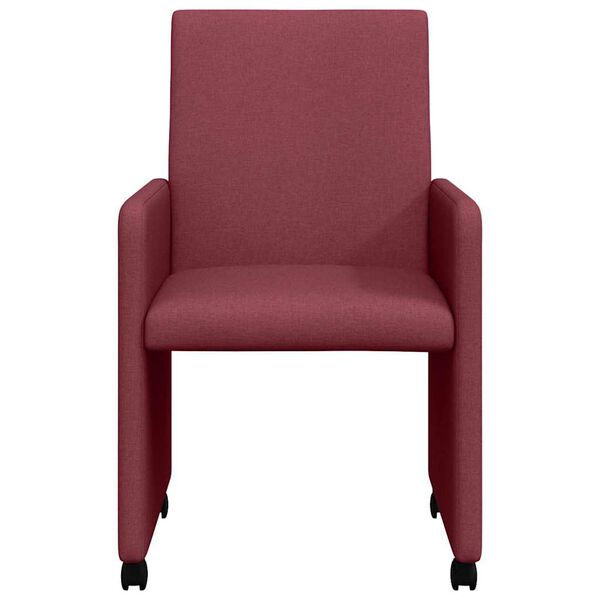 vidaXL Chaises de Salle &agrave; Manger avec Roues 2 pcs Bordeaux tissu