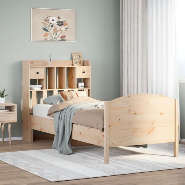 vidaXL Lit biblioth&egrave;que sans matelas 90x200 cm bois de pin massif