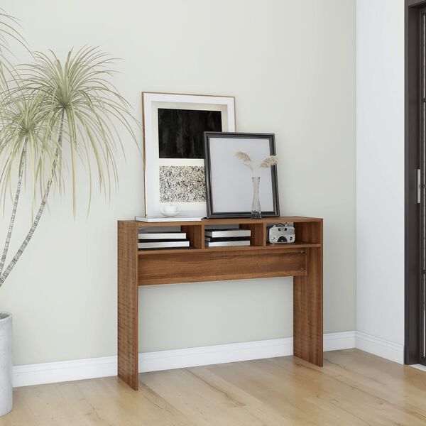 vidaXL Table console Ch&ecirc;ne marron 105x30x80 cm Bois d'ing&eacute;nierie