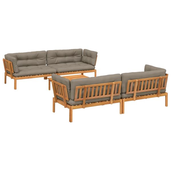 vidaXL Salon palette de jardin avec coussins 5pcs bois d'acacia massif