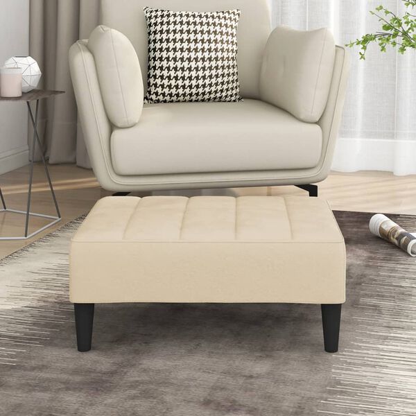 vidaXL Repose-pied Cr&egrave;me 78x56x32 cm Velours