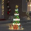 vidaXL Sapin de No&euml;l lumineux avec 3 bo&icirc;tes-cadeaux 2D blanc chaud