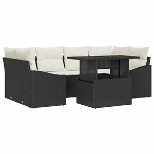 vidaXL Ensemble de canap&eacute; de jardin 7 pc Noir et Cr&egrave;me polyrotin