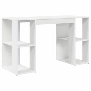 vidaXL Bureau avec &eacute;tag&egrave;re Blanc 130 x 50.5 x 75 cm Bois d'ing&eacute;nierie