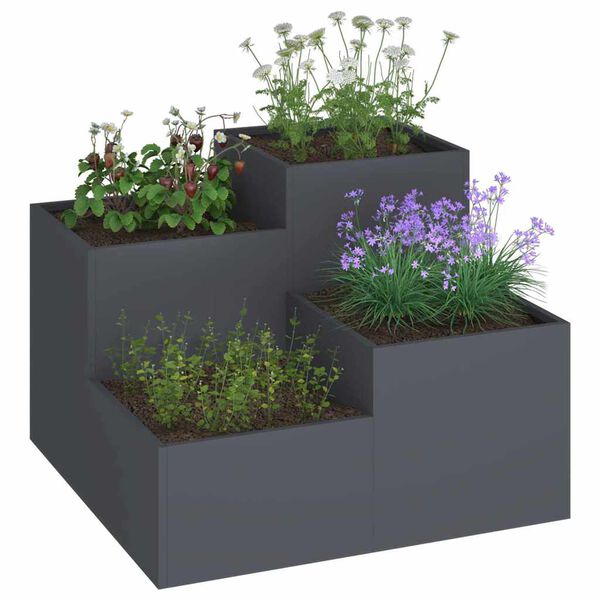 vidaXL Cache-pot de jardin Anthracite 80 x 80 x 60 cm Acier