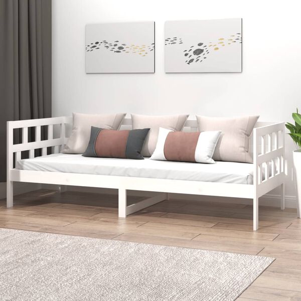 vidaXL Lit de jour sans matelas blanc bois de pin massif 90x190 cm