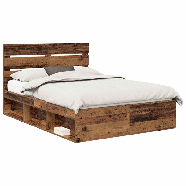 vidaXL Cadre de lit Bois ancien 150 x 200 cm Bois de pin massif