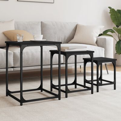 vidaXL Tables basses gigognes 3 pcs noir bois d'ingénierie