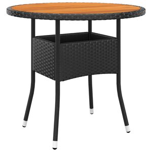 vidaXL Table de jardin &Oslash;80x75 cm R&eacute;sine tress&eacute;e et bois d'acacia Noir