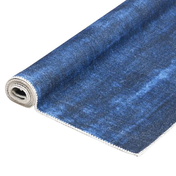 vidaXL Tapis lavable pliable Bleu marine 140x200 cm Polyester