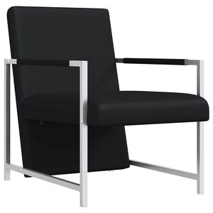 vidaXL Fauteuil avec pieds chrom&eacute;s Noir Similicuir