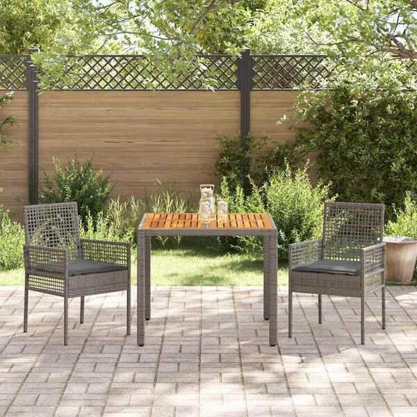 vidaXL Ensemble de salle &agrave; manger pour jardin 3 pcs Gris polyrotin