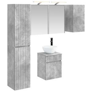 vidaXL Ensemble d'armoire de salle de bain 5 pc Gris b&eacute;ton