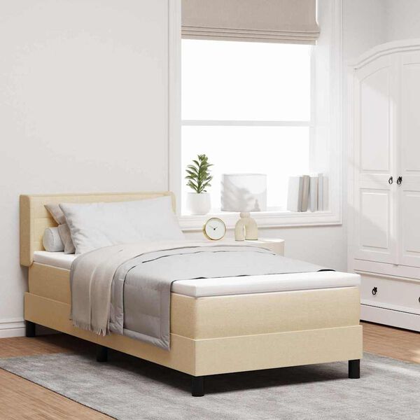 vidaXL Lit &agrave; ressorts avec matelas Cr&egrave;me 190 x 90 cm Polyester