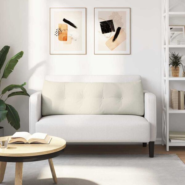 vidaXL Coussin de Dos Cr&egrave;me 140 x 24 x 50 cm Velours