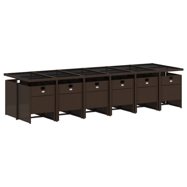 vidaXL Ensemble &agrave; manger de jardin avec coussins 13 pcs marron rotin