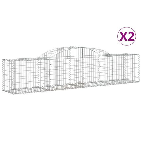 vidaXL Paniers &agrave; gabions arqu&eacute;s 2 pcs 300x50x60/80 cm fer galvanis&eacute;